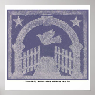 Heaven's Gate Tombstone Rubbing- Blue Poster