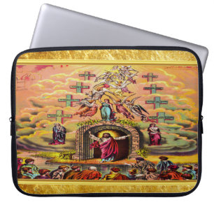 Heaven's Gate with a gold foil texture and Jesus Laptop Sleeve
