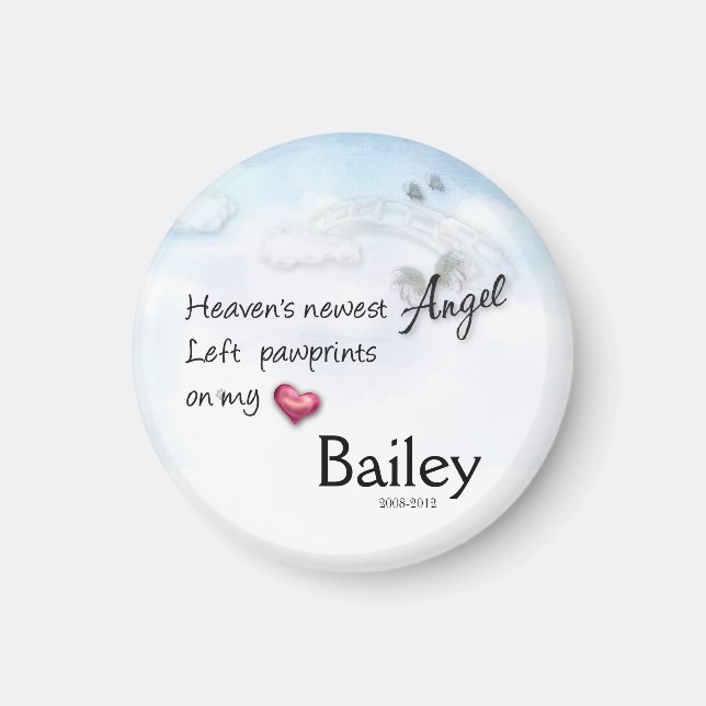 Heaven's newest Angle left paw prints pet magnet (Front)