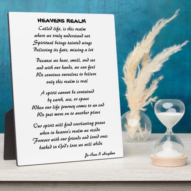 HEAVENS REALM POEM   PLAQUE (Side)