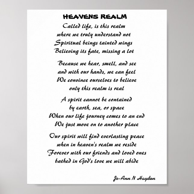 HEAVENS REALM POEM  POSTER (Front)