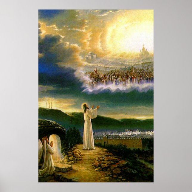 Heavens Welcoming Embrace Jesus at Dusk Poster (Front)