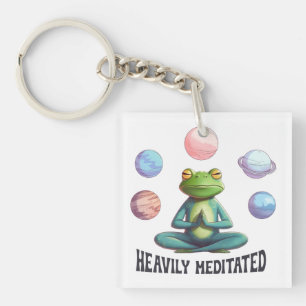Heavily Meditated Frog Yoga Playful Zen Key Ring