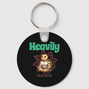 Heavily Meditated Turtle Sticker Key Ring