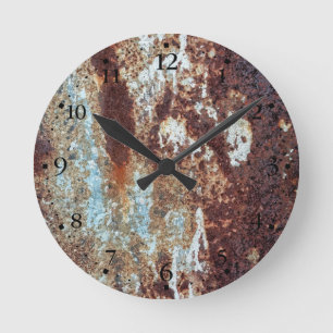 Heavily Rusted Metal Pattern Clockface 1 Round Clock