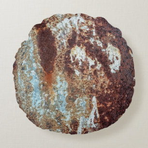Heavily Rusted Metal Pattern Round Cushion