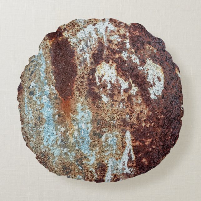 Heavily Rusted Metal Pattern Round Cushion (Front)