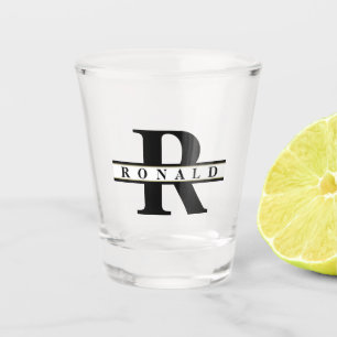 Heavy Bold Monogram Black/Gold ID613 Shot Glass
