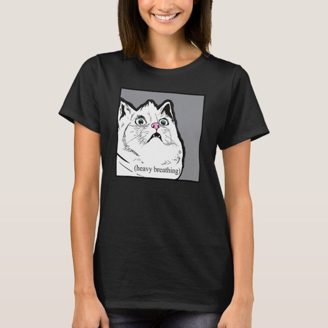 Heavy Breathing Cat Meme Fat Chonky Animal T-Shirt (Front)