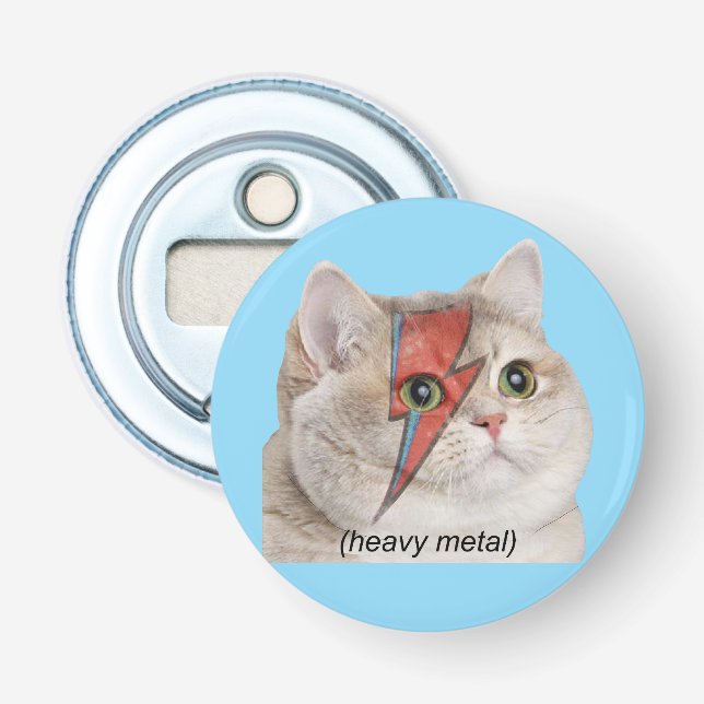 Heavy Breathing Cat Meme Heavy Metal Rocker Bottle Opener (Front)
