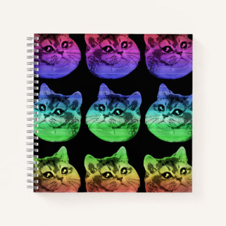 Heavy Breathing Cat Rainbow Pattern Notebook