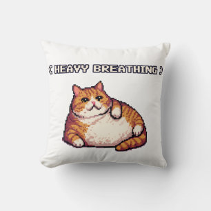 Heavy breathing fat cat meme pixel art cushion