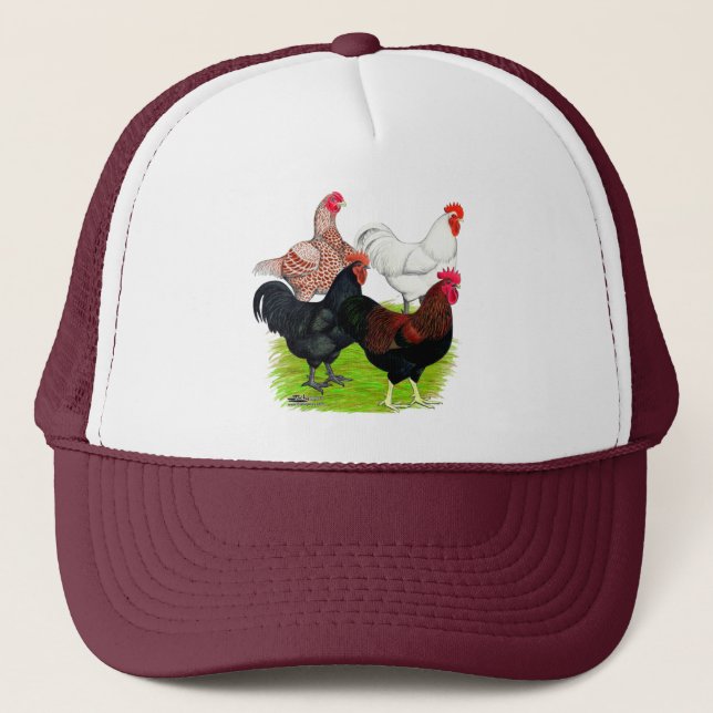 Heavy Breed Rooster Quartet Trucker Hat (Front)