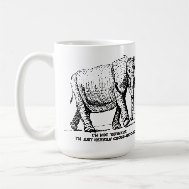 Heavy Cross-Hatched Elephant Coffee Mug (Left)