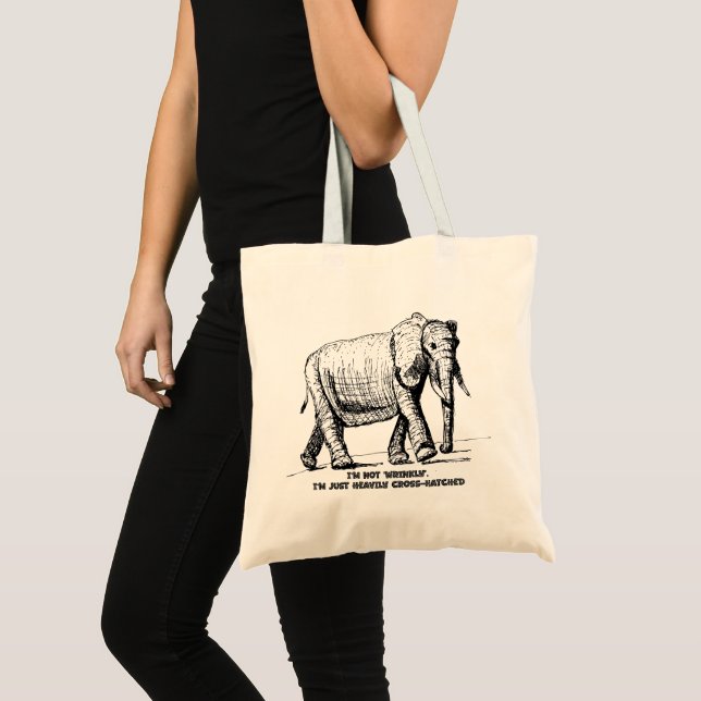 Heavy Cross-Hatched Elephant Tote Bag (Front (Product))