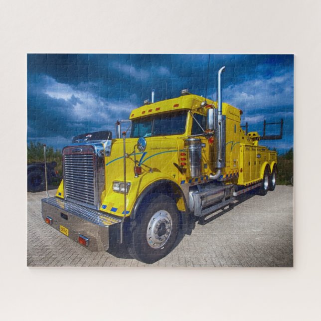 Heavy Duty Big Rig Yellow Semi Tow Truck Jigsaw Puzzle (Horizontal)