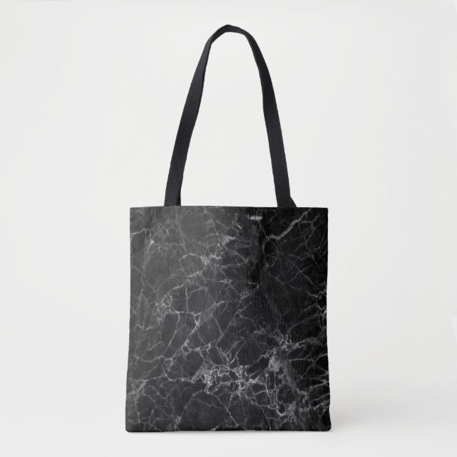 Heavy Duty Black Marble Design Tote Bag (Front)