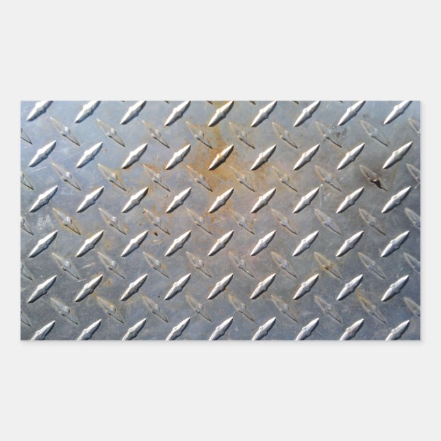 Heavy Duty Diamond Plate Steel Graphic Rectangular Sticker (Front)