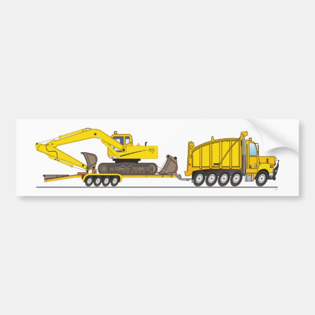 Heavy Duty Dump Truck Crane Bumper Sticker (Front)