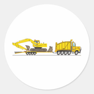 Heavy Duty Dump Truck Crane Classic Round Sticker