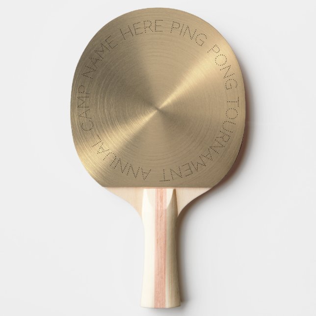 Heavy Duty & Spin Friendly Gold Metallic  Ping Pong Paddle (Front)