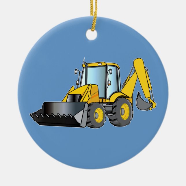 Heavy Equipment: Backhoe Ceramic Tree Decoration (Front)