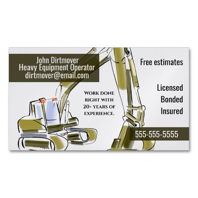 Heavy Equipment Business Card Custom Colours (Front)