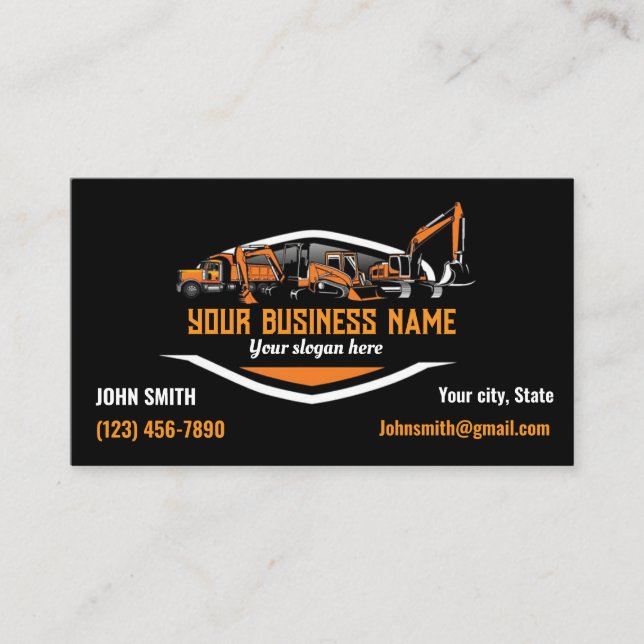 Heavy equipment business cards (Front)