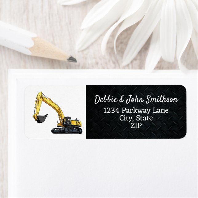 Heavy Equipment Business Excavator Return Address Label (Insitu)