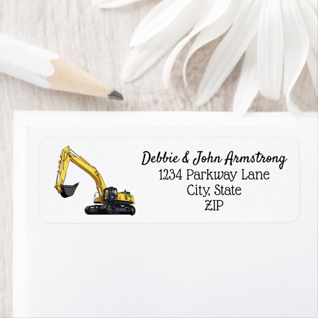 Heavy Equipment Business Excavator Return Address Label (Insitu)