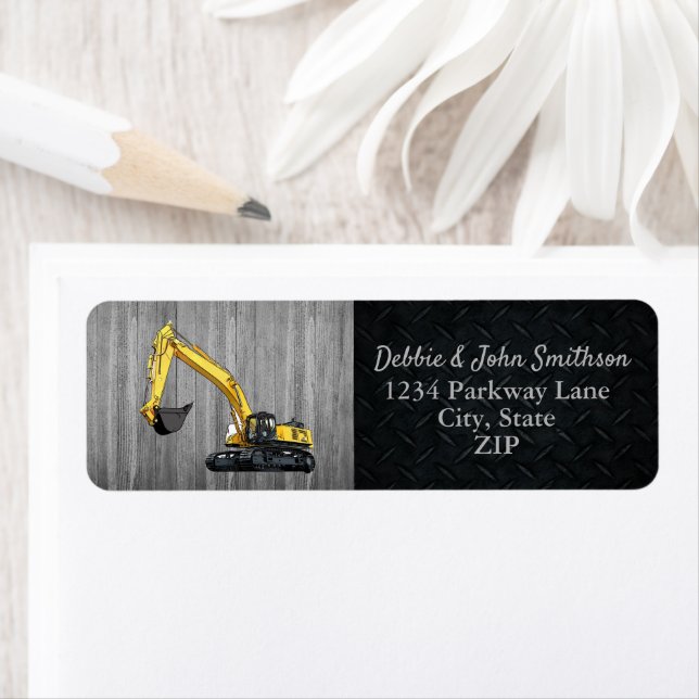 Heavy Equipment Business Excavator Return Address Label (Insitu)