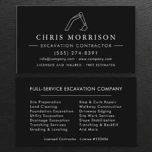 Heavy Equipment Excavation Operator Contractor Business Card