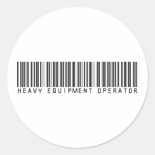 Heavy Equipment Operator Bar Code Classic Round Sticker (Front)