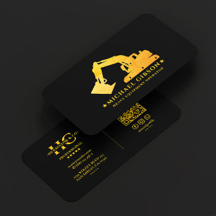 Heavy Equipment Operator Black Yellow Construction Business Card