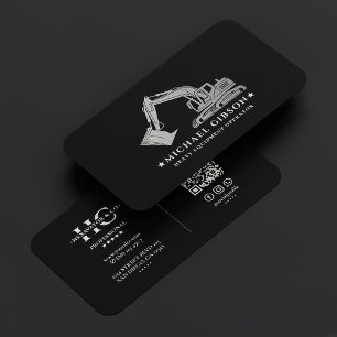 Heavy Equipment Operator Construction Black Silver Business Card