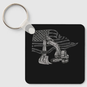 Heavy Equipment Operator Excavator US Independence Key Ring