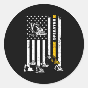 Heavy Equipt Operator Usa Flag Operator Classic Round Sticker