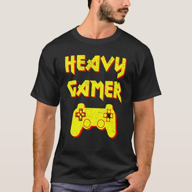 Heavy Gamers  Fun On The Computer And Console T-Shirt (Front)
