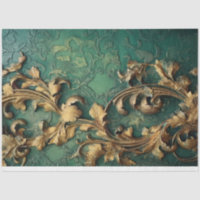 Heavy gold baroque ornament sparkles emerald green