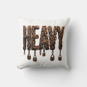Heavy Iron Chain Typography Gym Lifting Powerlifte Cushion