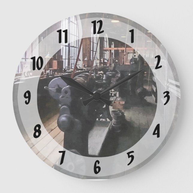Heavy Machine Shop With Lamps Large Clock (Front)