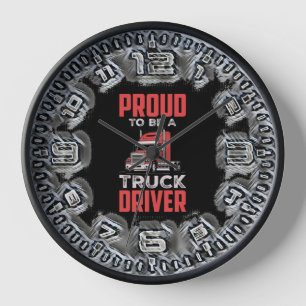 Heavy Medal Proud To Be A Trucker Clock
