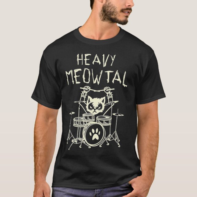 Heavy Meowtal Cat Metal Music Gift Idea Funny T-Shirt (Front)