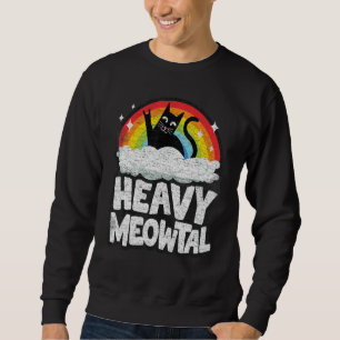 Heavy Meowtal Cat Rainbow Retro Kids Goth Death Me Sweatshirt