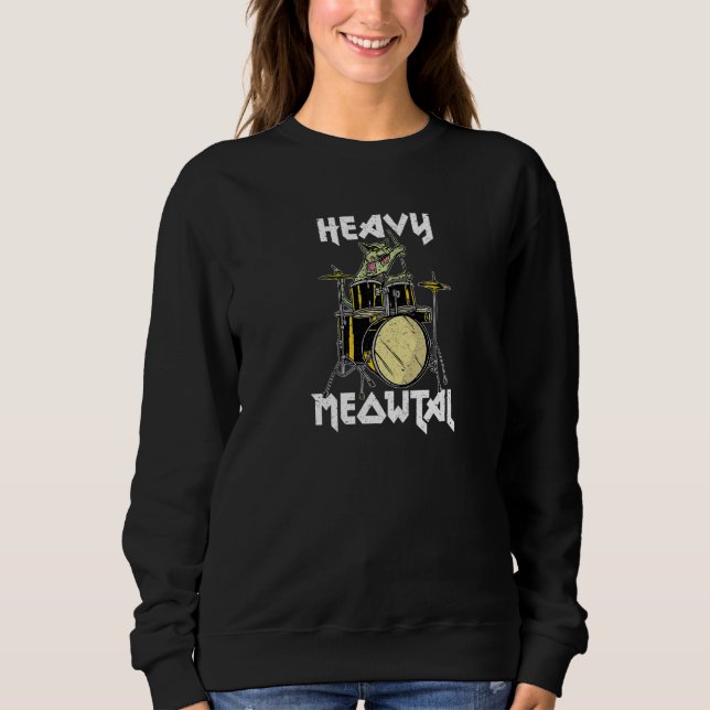 Heavy Meowtal Funny Death Metal Halloween Zombie C Sweatshirt (Front)