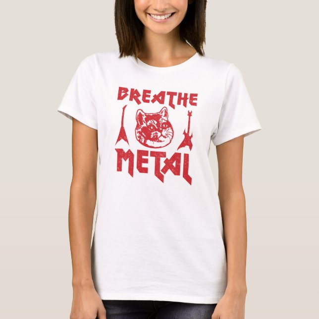 Heavy Metal Cat Funny T-Shirt (Front)