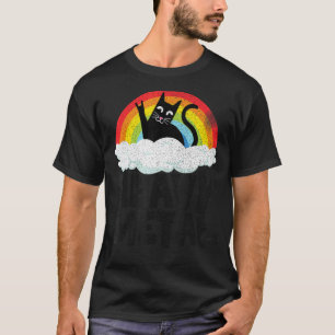 Heavy Metal Cat Rainbow Retro Kids Goth Funny Deat T-Shirt