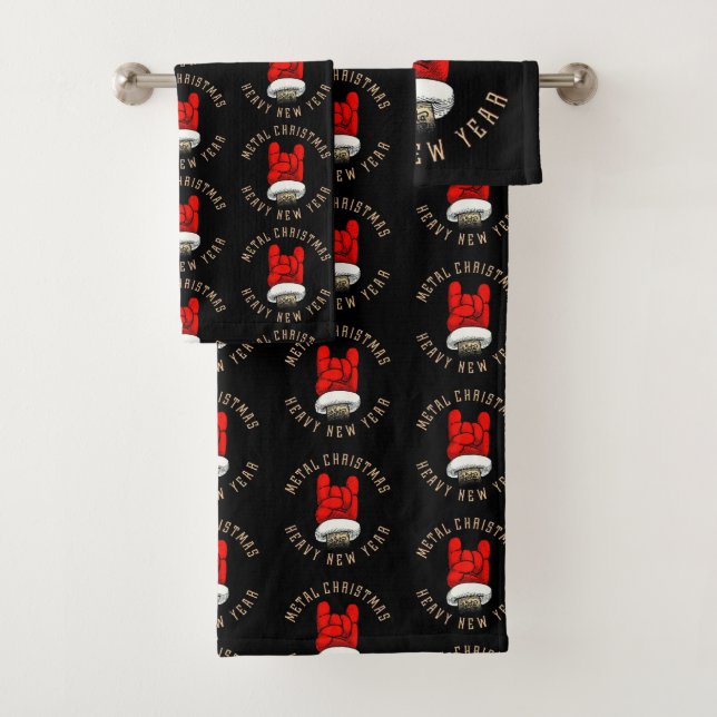 Heavy Metal Christmas Bath Towel Set (Insitu)