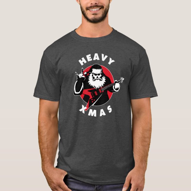 Heavy Metal Christmas | Guitar Player Santa Claus T-Shirt (Front)