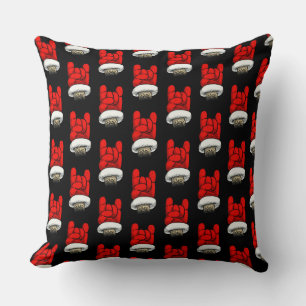 Heavy Metal Christmas Horns Up Pattern Cushion